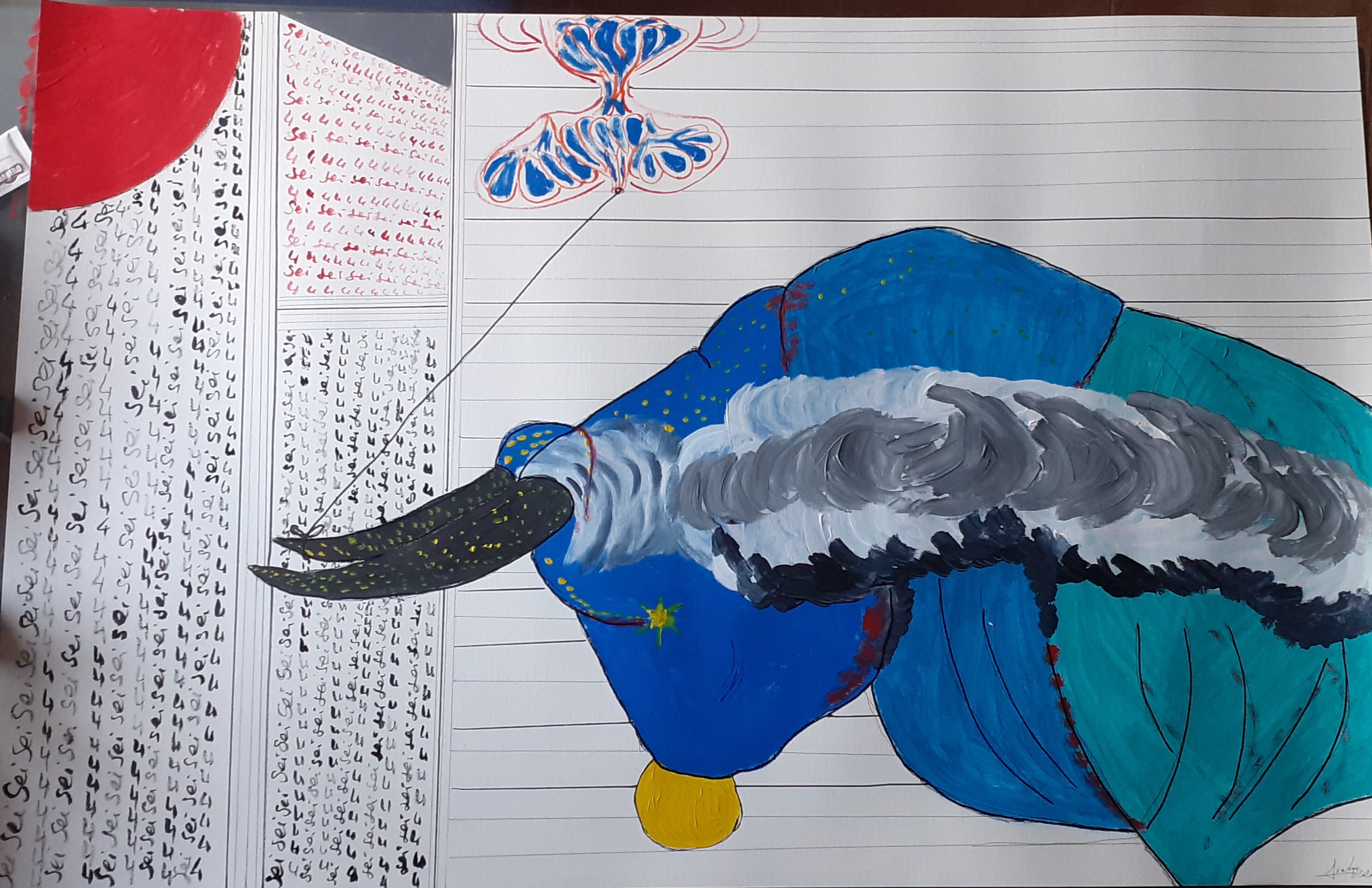 Le taureau buvant la lune et la mort reflétée dans les édifices.